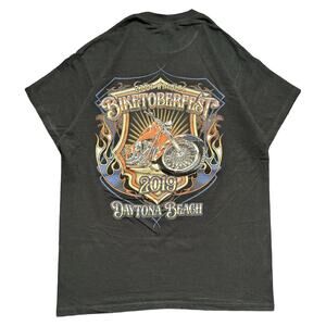 Y2K 2019 Daytona Beach Bike Week Graphic T Shirt Men's L Navy Harley Biker